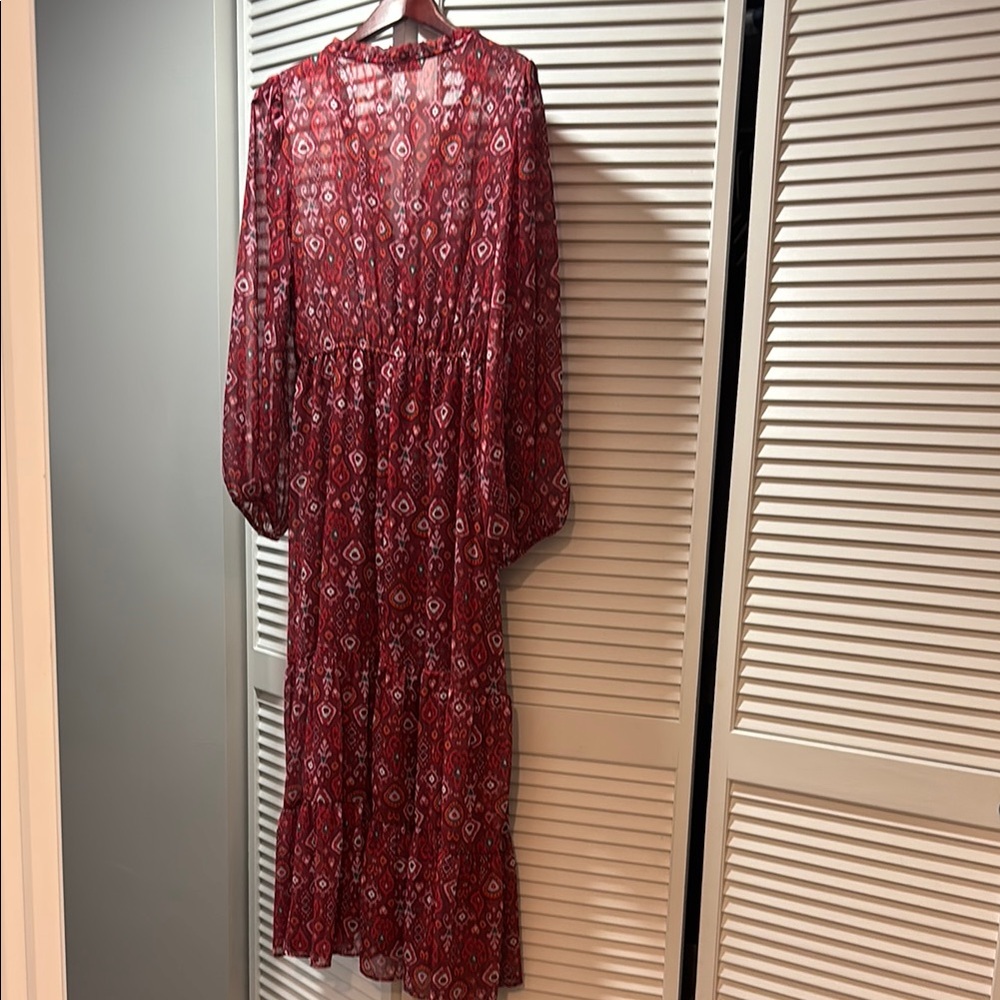 Zara Red V-Neck Bishop Sleeve Sundress - Picture 4 of 6
